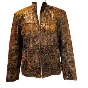 ERIN LONDON brown vegan leather look jacket Size Medium EUC